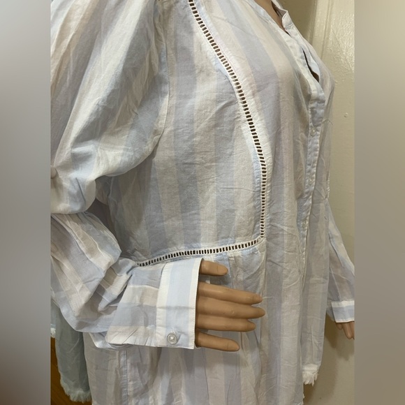 Lane Bryant White and blue Striped Blouse - Picture 12 of 13